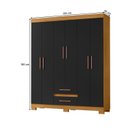 Ver imagem 3 de Guarda-Roupa Casal 6 Portas e 2 Gavetas com Pés Saint Preto/Carvalho Americano