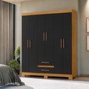 Ver imagem 1 de Guarda-Roupa Casal 6 Portas e 2 Gavetas com Pés Saint Preto/Carvalho Americano