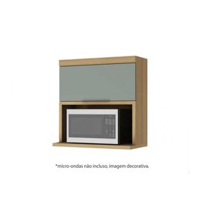 Módulo Cozinha Nesher Marquesa Armário C/1 Porta Basculante e Nicho P/microondas 80cm Nature/verde
