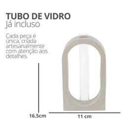 Vaso Decorativo Solitário Janela 16,5cm Artesanal em Cimento - Cinza - 4