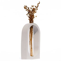 Vaso Decorativo Solitário Janela 16,5cm Artesanal em Cimento - Cinza - 1