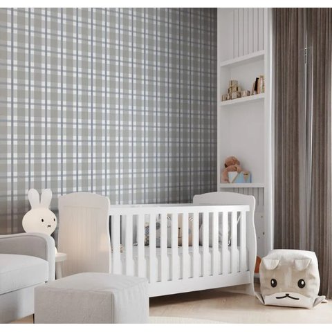 Papel de Parede Bobinex Revoada - Xadrez Quadros Cinza e Azul 4455