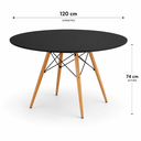 Ver imagem 3 de Mesa de Jantar Eiffel Redonda 120cm Preta com Pés de Madeira – Design Moderno