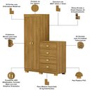 Ver imagem 3 de Cômoda para Quarto 2 Portas 4 Gavetas 120cm Tulsa V01 Nature - Lyam Decor