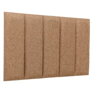 Cabeceira Solteiro Linho Marrom Placa Modulada Estofada Ripada Adesiva