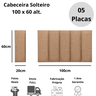 Cabeceira Solteiro Linho Marrom Placa Modulada Estofada Ripada Adesiva - 5