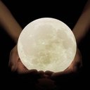 Ver imagem 1 de Luminária de Lua 3d com Base de Madeira Luminária Lua 3d com Base de Madeira Touch Usb Decorativa