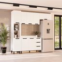 Ver imagem 1 de Cozinha Meena 4 Peças 240x224,5cm Armários Aéreos Paneleiro Balcão c/ Tampo Branco 250066