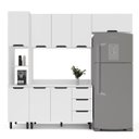 Ver imagem 2 de Cozinha Meena 4 Peças 240x224,5cm Armários Aéreos Paneleiro Balcão c/ Tampo Branco 250066