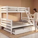 Ver imagem 4 de Cama Treliche Casal Solteiro Madeira Maciça Auxiliar Casal:Branco
