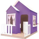 Ver imagem 4 de Casinha de Brinquedo Artesanal Janela Lateral Versátil com Cortinas Mdf Roxo/branco L12 - Gran Belo