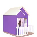 Ver imagem 3 de Casinha de Brinquedo Artesanal Janela Lateral Versátil com Cortinas Mdf Roxo/branco L12 - Gran Belo