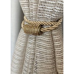 Prendedor Abraçadeira Pingente Cortina com Imã Strass Luxo Dourado - 1