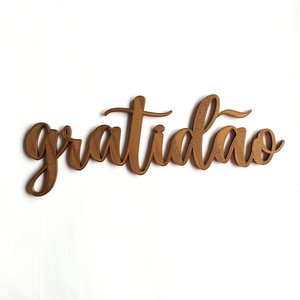 Adorno Gratidão - Quadro, Lettering, Decoração Para Parede - 25cm - Toque 3D:Bronze