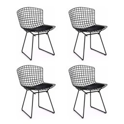 Kit 4 Cadeiras Bertoia Preta com Assento Preto - 1