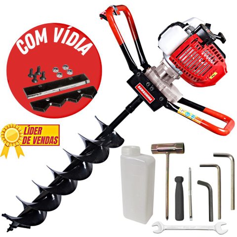 Perfurador De Solo Kawashima ED43BD 43cc à Gasolina 2 Tempos Para o Plantio Com Broca 80x15cm