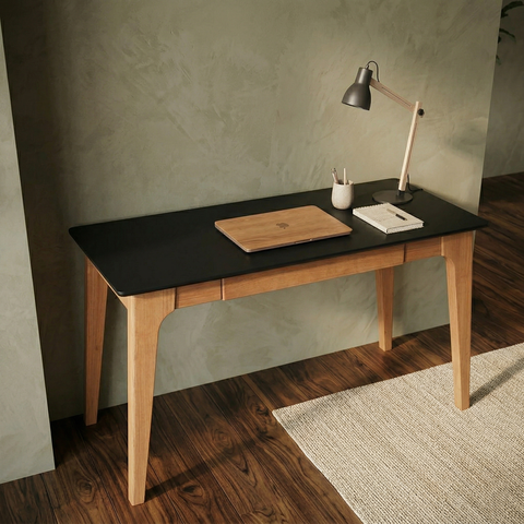 Escrivaninha Mesa Escritório Club 1 Gaveta 100% MDF 120cm Artemobili Preto e Garapa