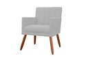 Ver imagem 3 de Kit Namoradeira + 2 Poltronas Decorativa Cecília Couro Branco Pés Madeira Ms Decor