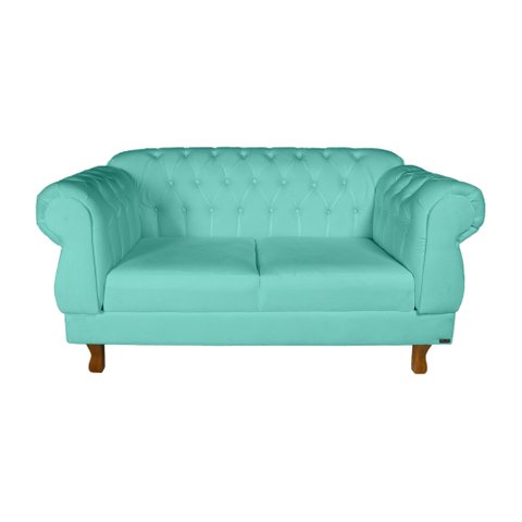 Sofá Chesterfield Elisabeth 2 Lugares 1.50m Suede Aqua/ Sala de Estar, Decoração, Luxo, Recepção