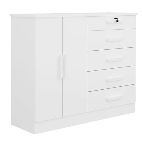Cômoda para Quarto com Sapateira 5 Gavetas - New Athos-Branco - Móveis D'Doro