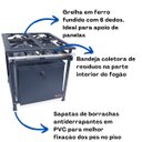 Ver imagem 2 de Fogão Industrial 4 Bocas Alta Pressão P7 com Forno 126L Tampa Pintada - MetalFour