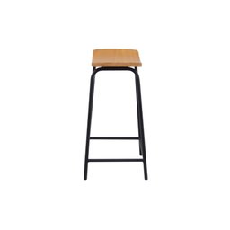 Banqueta Canoa Média Design Único Moderno Studio Metal Madeira Preto - 4