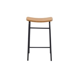 Banqueta Canoa Média Design Único Moderno Studio Metal Madeira Preto - 3