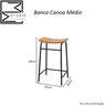 Banqueta Canoa Média Design Único Moderno Studio Metal Madeira Preto - 5