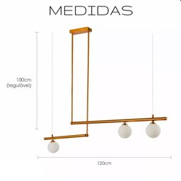 Luminária Pendente Slim Dourado 120cm Lumier Bivolt Soquete G9 - 5