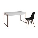 Ver imagem 2 de Mesa de Escritório Industrial Malta Branca 137x53cm Base Cobre com 1 Cadeira Preta Eames Eiffel Made
