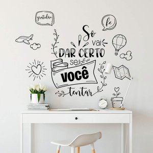 Adesivo de Parede Frase Só Vai Dar Certo Se Você Tentar-Pequeno 48x58cm
