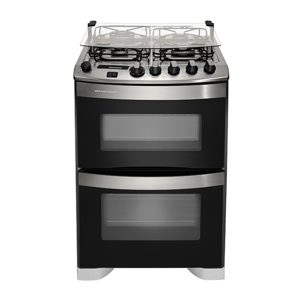 FOGÃO BRASTEMP 4 BOCAS MOD PISO - 102L - BRANCO - 2 FORNOS- COM GRILL ...