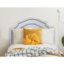 Ver imagem 3 de Cabeceira Solteiro Luxo Dupla 90X60 Branco Tachas Fumê