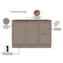 Ver imagem 3 de Balcão de Cozinha Unna 2 Portas e 2 Gavetas 120cm Gris com Tampo Mdp - Poliman Móveis Gris