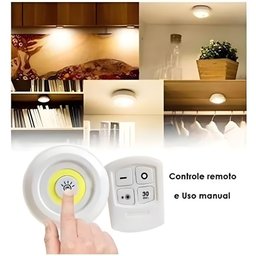 Kit 3 Lâmpadas Luminária Led Controle sem Fio - 3