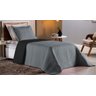 Colcha Cobre Leito Cama de Solteiro 2 Pç Dupla Face Acolchoado Microfibra Cinza e Preto - 3