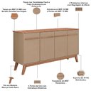 Ver imagem 5 de Aparador Buffet para Sala de Jantar 4 Portas 160cm Magno B02 Freijó Fendi - Lyam Decor