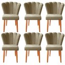 Ver imagem 1 de Kit 6 Cadeiras Sala de Jantar Estofada Reforçada Pétala Suede - Twdecora