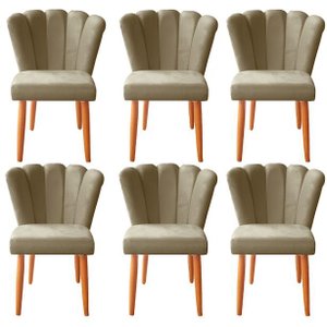 Kit 6 Cadeiras Sala de Jantar Estofada Reforçada Pétala Suede - Twdecora