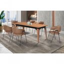 Ver imagem 2 de Mesa de Jantar Vitória Retangular Tampo MDF 180cm Base Madeira e Aço C&m Decor
