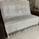 Ver imagem 1 de Manta Para Sofá em Tecido Jacquard Luxo Geométrico Branco e Prata 190x140cm Sua Casa Decor