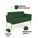 Ver imagem 3 de Sofá Namoradeira e Poltrona Base Pé de Ferro Dourado Elisa Veludo D03 - D'Rossi Cor Verde