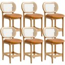 Ver imagem 1 de Kit 6 Banquetas Baixa Bar Cozinha Sala de Jantar Betta L02 Mel Tela Couríssimo Whisky - Lyam Decor