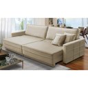 Ver imagem 1 de Sofá Sem Caixa Retrátil Reclinável 2,30m Karen Veludo Bege Adonai Estofados