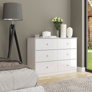 Cômoda com 6 Gavetas 110x80cm London Branco 6513