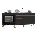 Ver imagem 2 de Kit Balcão de Cozinha para Pia e Balcão para Cooktop/forno 190cm Veneza Multimóveis Mp2384 Preto/