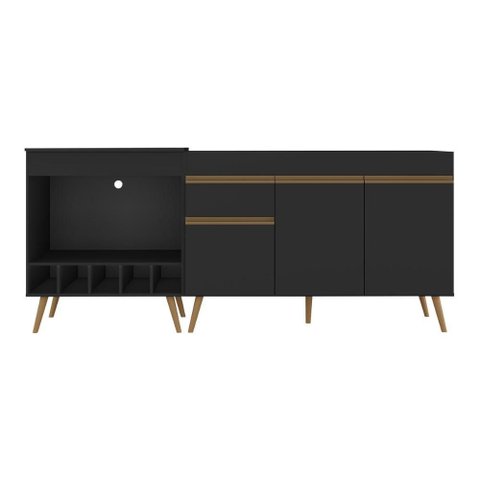 Kit Balcão de Cozinha para Pia e Balcão para Cooktop/forno 190cm Veneza Multimóveis Mp2384 Preto/