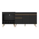 Ver imagem 1 de Kit Balcão de Cozinha para Pia e Balcão para Cooktop/forno 190cm Veneza Multimóveis Mp2384 Preto/