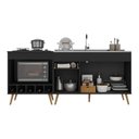 Ver imagem 3 de Kit Balcão de Cozinha para Pia e Balcão para Cooktop/forno 190cm Veneza Multimóveis Mp2384 Preto/