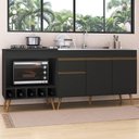 Ver imagem 4 de Kit Balcão de Cozinha para Pia e Balcão para Cooktop/forno 190cm Veneza Multimóveis Mp2384 Preto/